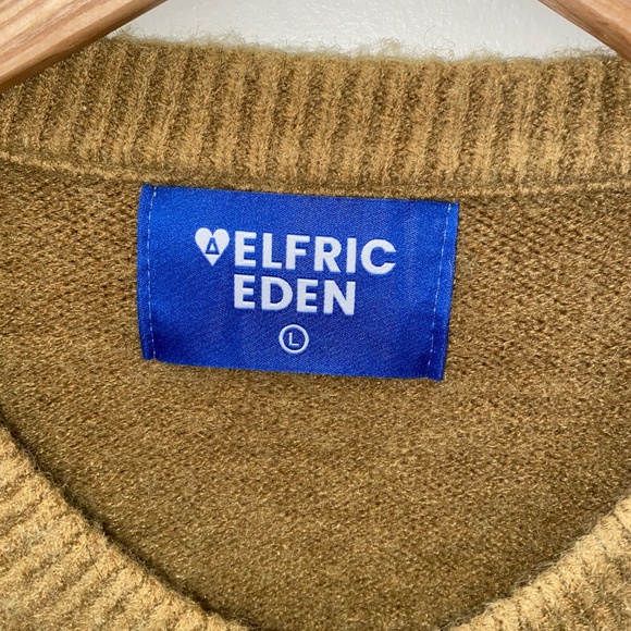 Aelfric Eden Cable-Knit Pullover Crew Neck Light Green Men L Long Sleeve Sweater - Picture 2 of 3